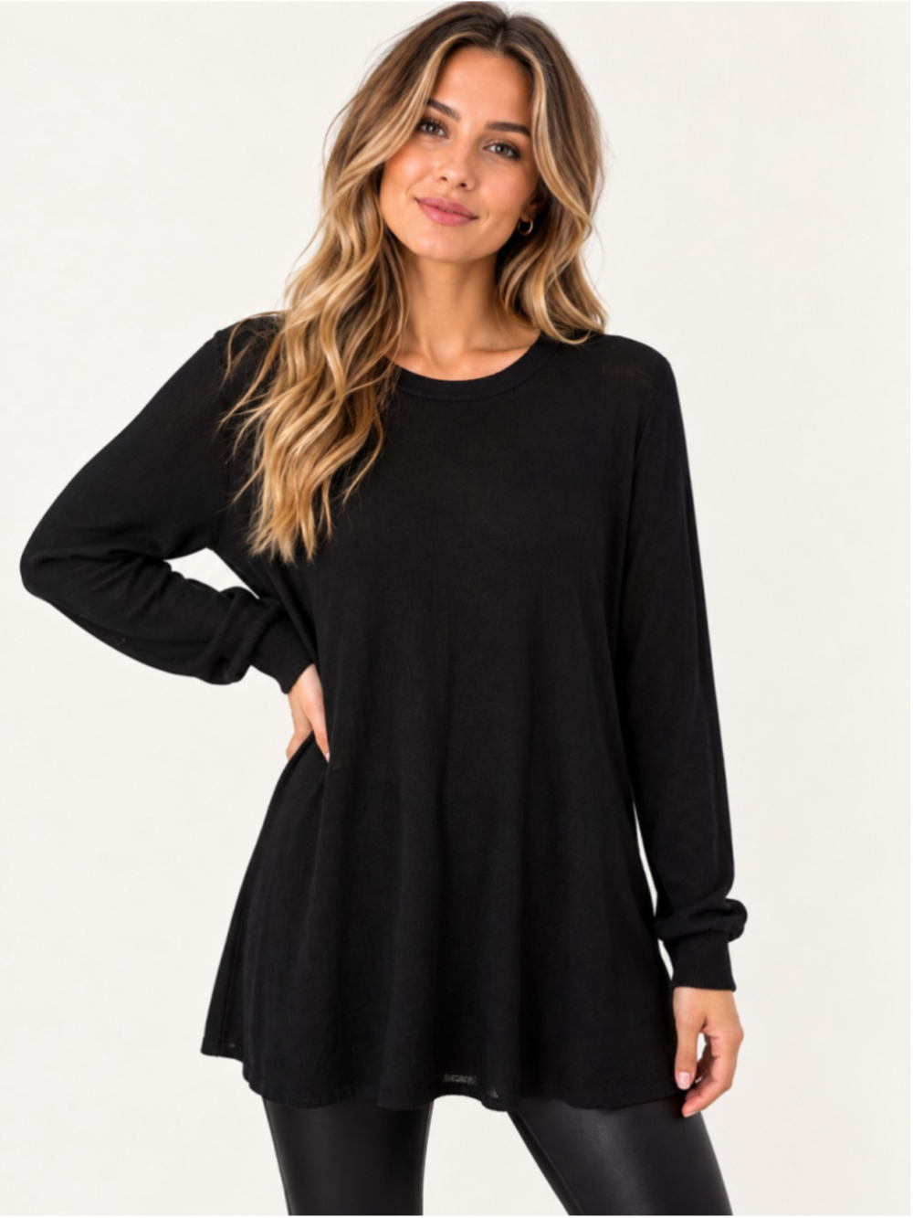 Reformation Jeans Black Tencel Lyocell Long Sleeve Tunic Top Women’s M